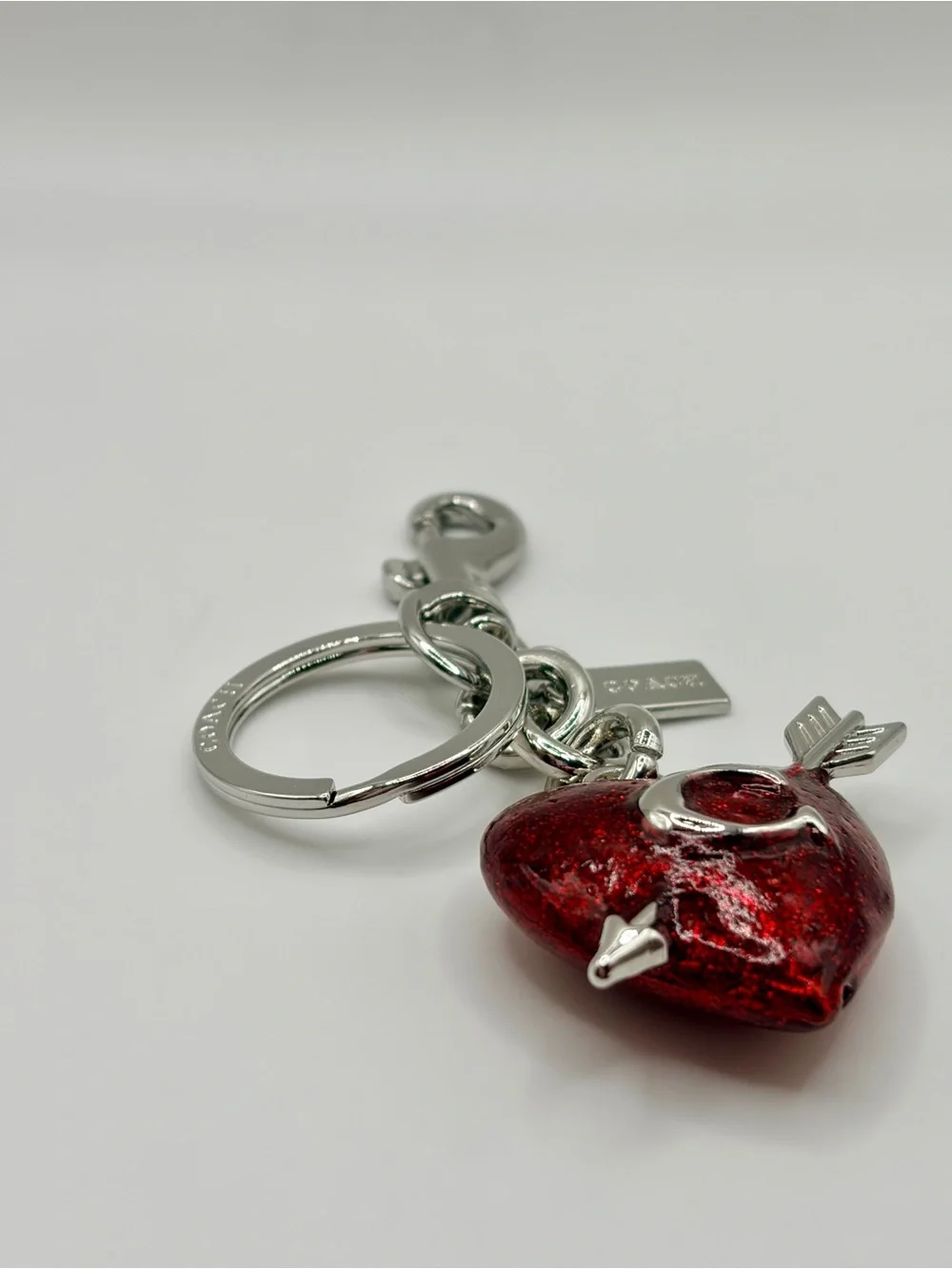 Trendy Red Heart Arrow Keychain Charm